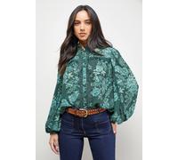 Oasis Women's Lace Trim Blouse in Floral | Size: 6