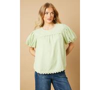 Oasis Women's Lace Trim Puff Sleeve Blouse in Green | Size: 10 Oasis Green 10