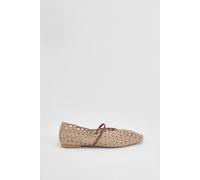 Oasis Women's Lacie Open Weave Mary Jane Ballet Pumps in Champagne | Size: 4 Oasis Champagne 4