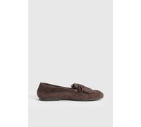 Oasis Women's Laura Faux Suede Tassel Detail Boat Shoes in Chocolate | Size: 3