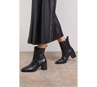 Oasis Women's Lauren Leather Block Mid Heel Chelsea Boots in Black | Size: 8