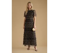 Oasis Women's Leopard Print Ruffle Mesh Maxi Dress | Size: 10