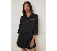 Oasis Women's Leopard Satin Nightie in Black | Size: Medium Oasis Black M