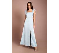Oasis Women's Light Blue Satin Tie Shoulder Maxi Bridesmaid Dress | Size: 14