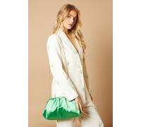 Oasis Women's Liora Satin Ruched Large Clutch Bag in Bright Green Oasis Bright Green One Size