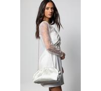 Oasis Women's Liora Satin Ruched Large Clutch Bag in Ivory Oasis Ivory One Size