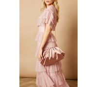 Oasis Women's Liora Satin Ruched Large Clutch Bag in Mocha Oasis Mocha One Size