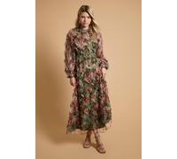 Oasis Women's Long Sleeve Printed Mesh Midi Dress | Size: 18