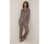 Oasis Women's Long Sleeve Satin Printed Nightwear Set in Animal | Size: Large Oasis Animal L