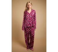 Oasis Women's Long Sleeve Satin Printed Nightwear Set in Pink | Size: Large Oasis Pink L