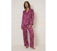 Oasis Women's Long Sleeve Satin Printed Nightwear Set in Pink | Size: Large Oasis Pink L