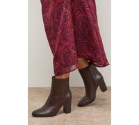 Oasis Women's Louisa Round Toe Stacked Faux Leather High Heel Ankle Boots in Brown | Size: 8