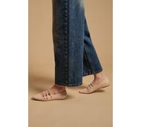Oasis Women's Madalena Faux Leather Multi MaryJane Ballet Pumps Flat in Beige | Size: 6