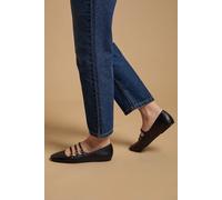 Oasis Women's Madalena Faux Leather Multi MaryJane Ballet Pumps Flat in Black | Size: 3