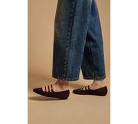 Oasis Women's Madalena Faux Suede Multi MaryJane Ballet Pumps in Chocolate | Size: 6 Oasis Chocolate 6