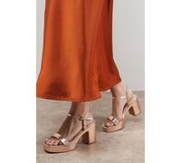 Oasis Women's Maddie Platform High Block Heeled Sandals in Rose Gold | Size: 3 Oasis Rose Gold 3