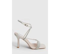 Oasis Women's Maggie Faux Leather Asymmetric Strap Embellished Heeled Sandals in Nude | Size: 3