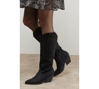 Oasis Women's Maggie Faux Suede Embroidered Knee High Western Boots in Black | Size: 7 Oasis Black 7