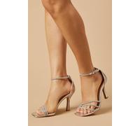 Oasis Women's Magnolia Diamante Strappy High Heel Sandals in Silver | Size: 4 Oasis Silver 4