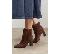 Oasis Women's Maria Faux Suede High Block Heel Pointed Chelsea Ankle Boots in Chocolate | Size: 6 Oasis Chocolate 6