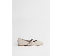Oasis Women's Matilda Faux Suede Mary-Jane Soft Ballet Pumps Flat in Beige | Size: 4