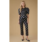 Oasis Women's Matte Satin Polka Dot Tailored Top in Mono | Size: 8