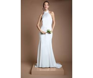 Oasis Women's Matte & Satin Wedding Dress With Puddle in Ivory | Size: 12 Oasis Ivory 12