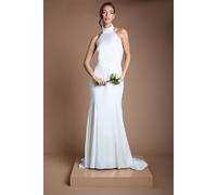 Oasis Women's Matte & Satin Wedding Dress With Puddle in Ivory | Size: 14 Oasis Ivory 14