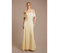 Oasis Women's Mesh & Satin Bardot Bridesmaid Dress in Butter | Size: 14 Oasis Butter 14