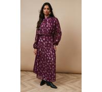 Oasis Women's Metallic Jacquard Ladder Insert Midi Dress in Pink | Size: 8 Oasis Pink 8