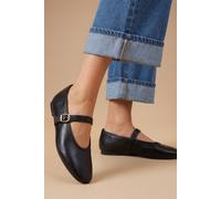 Oasis Women's Mia Faux Leather Mary Jane Ballet Flats Shoe in Black | Size: 7