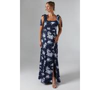 Oasis Women's Midnight Bloom Printed Satin Tie Shoulder Maxi Bridesmaid Dress in Navy | Size: 10 Oasis Navy 10