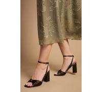Oasis Women's Midyim Satin Ruched Front High Block Heel Sandals in Olive | Size: 3