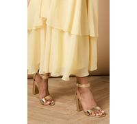 Oasis Women's Milla Covered Buckle High Block Heel Sandals in Gold | Size: 7 Oasis Gold 7