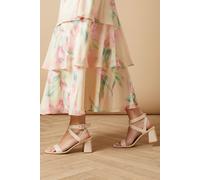 Oasis Women's Millie Covered Buckle Medium Block Heeled Sandals in Beige | Size: 6 Oasis Beige 6