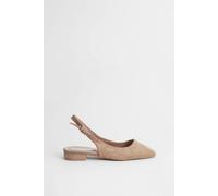 Oasis Women's Millie Faux Metallic Leather Slingback Flat Shoes in Beige | Size: 6 Oasis Beige 6