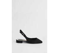 Oasis Women's Millie Faux Metallic Leather Slingback Flat Shoes in Natural Black | Size: 7 Oasis Natural Black 7