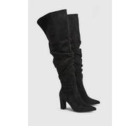 Oasis Women's Mindy Wide Fit Faux Suede Block Heel Boots in Natural Black | Size: 8