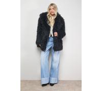 Oasis Women's Mongolian Faux Fur Short Coat in Black | Size: Small
