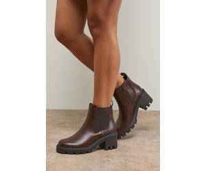 Oasis Women's Monty Faux Leather High Heel Chunky Chelsea Ankle Boots in Brown | Size: 8 Oasis Brown 8