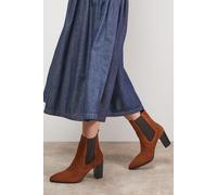 Oasis Women's Moss Suede Chelsea High Block Heel Ankle Boots in Tan | Size: 6 Oasis Tan 6