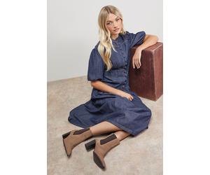 Oasis Women's Moss Suede Chelsea High Block Heel Ankle Boots in Taupe | Size: 3 Oasis Taupe 3