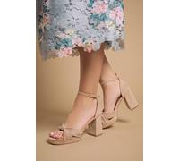 Oasis Women's Narina Faux Suede Knotted Platform High Block Heel Sandals in Beige | Size: 7 Oasis Beige 7