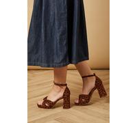 Oasis Women's Narina Leopard Faux Suede Knotted Platform High Block Heel Sandals | Size: 5 Oasis Leopard 5