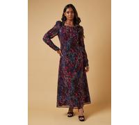 Oasis Women's Occasion Abstract Spot Ruched Sleeve Midaxi Dress in Black | Size: 10 Oasis Black 10