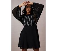 Oasis Women's Occasion Embellished Batwing Mini Dress in Black | Size: 8 Oasis Black 8