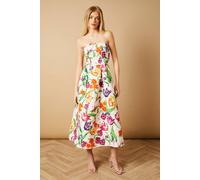 Oasis Women's Occasion Floral Twill Strapless Midi Dress | Size: 16