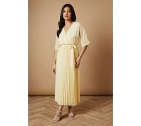 Oasis Women's Occasion Kimono Sleeve Pleated Midi Dress in Butter | Size: 10 Oasis Butter 10