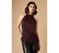 Oasis Women's Occasion Plisse Halterneck Top in Pink | Size: 12 Oasis Pink 12