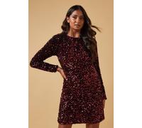 Oasis Women's Occasion Sequin Shoulder Pad Mini Dress in Red | Size: 8